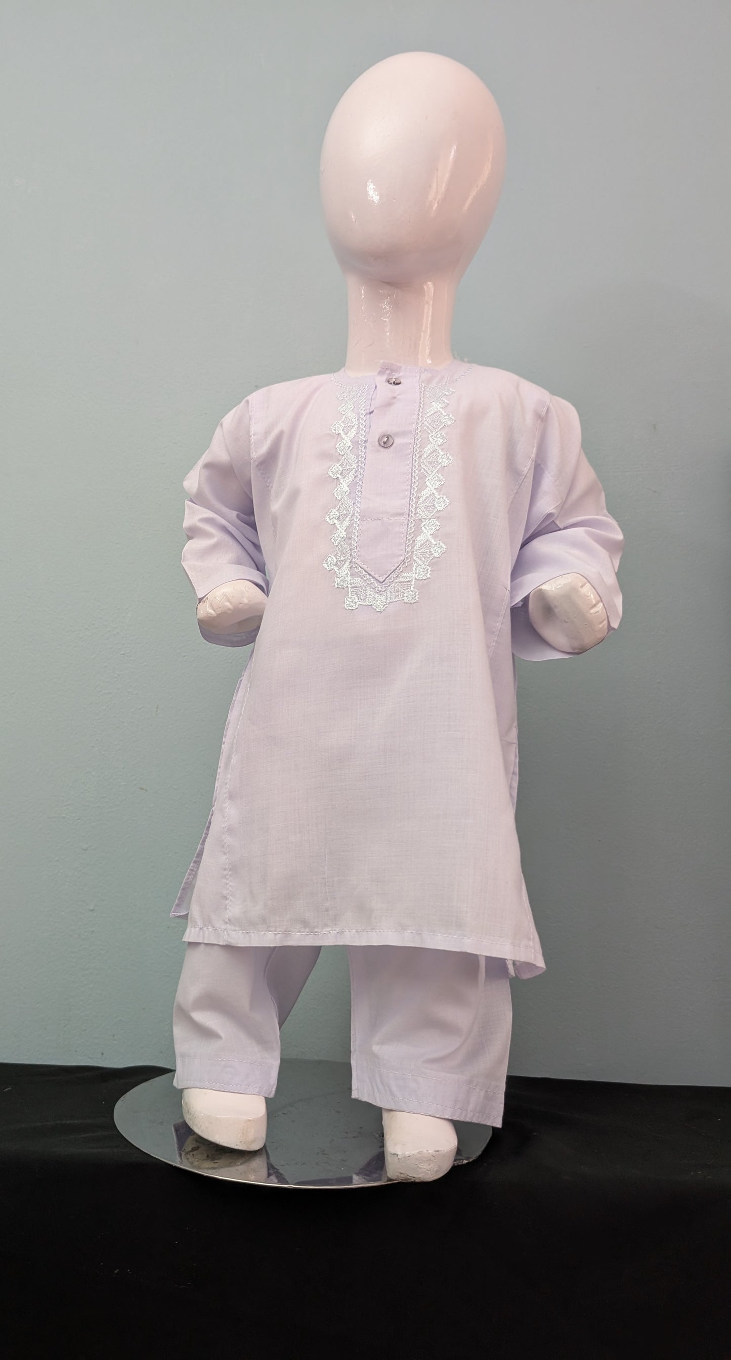 Infant white embroidered lawn kurta with trouser