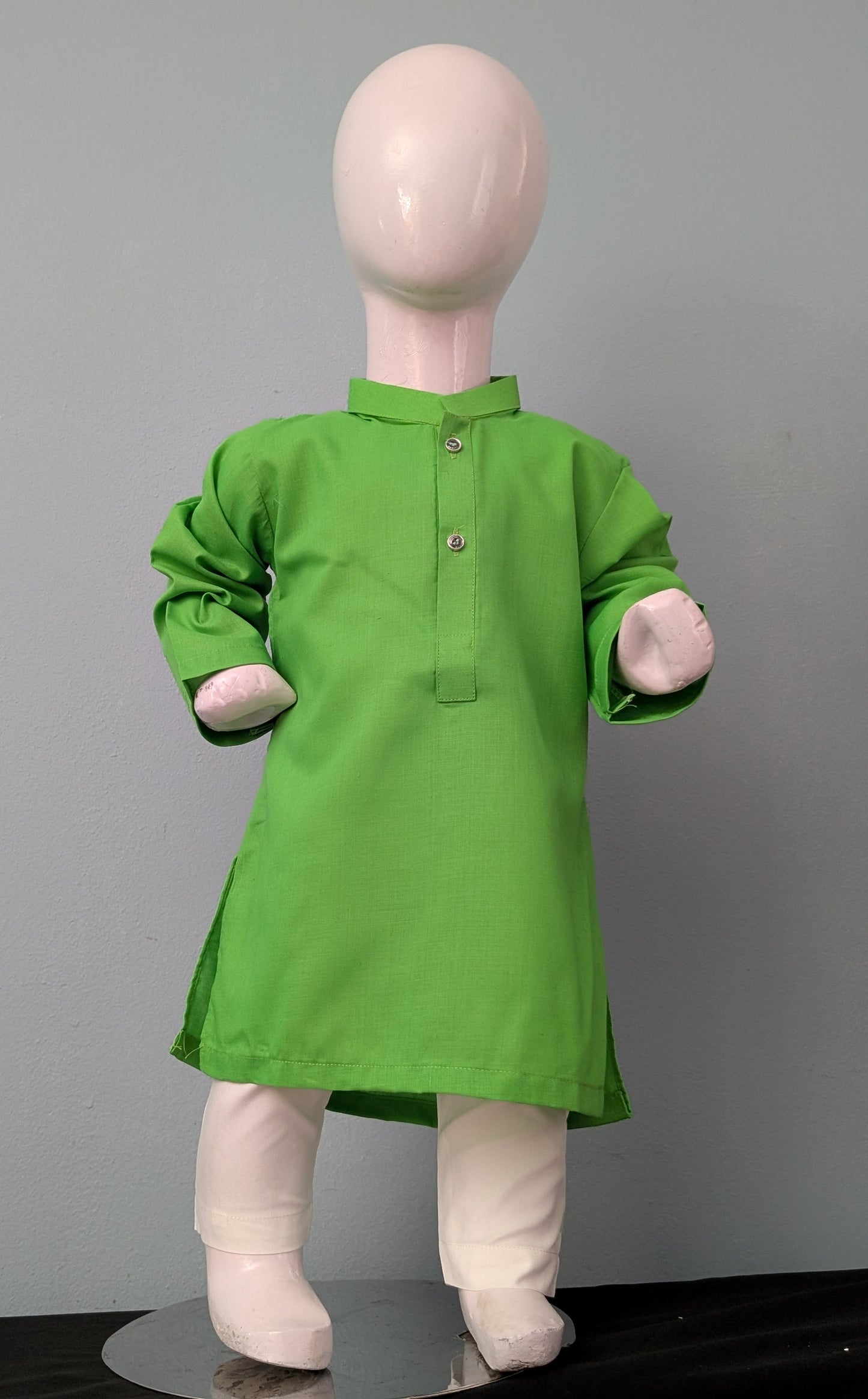 Infant light green cotton kurta with white trouser