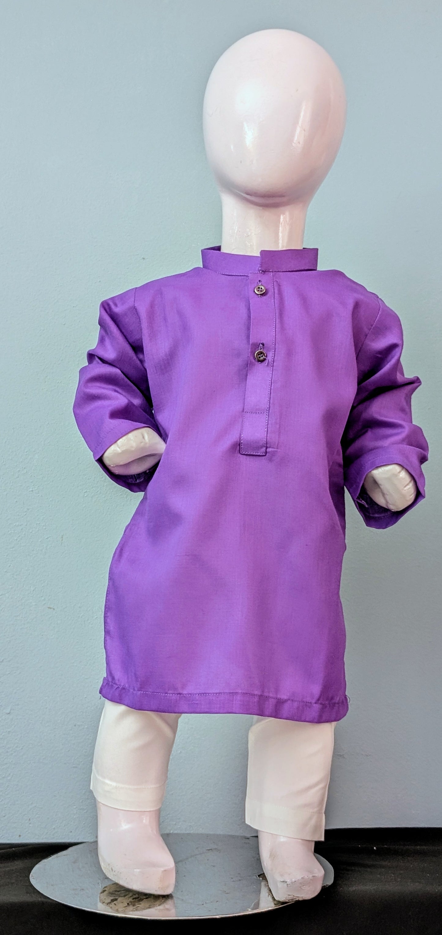 Infant light purple cotton kurta with white trouser