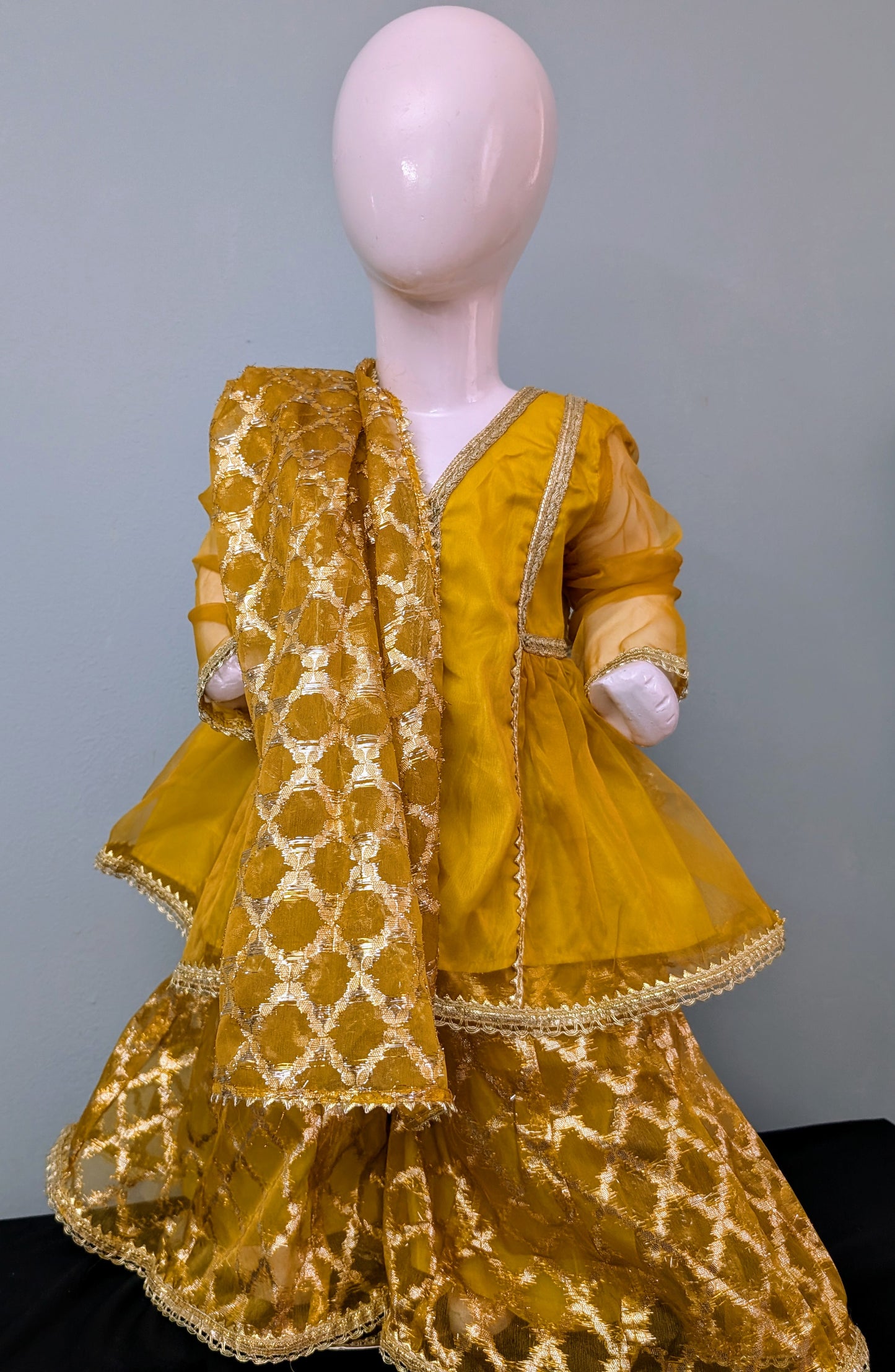 Infant gotta lace frock with gharara and dupatta
