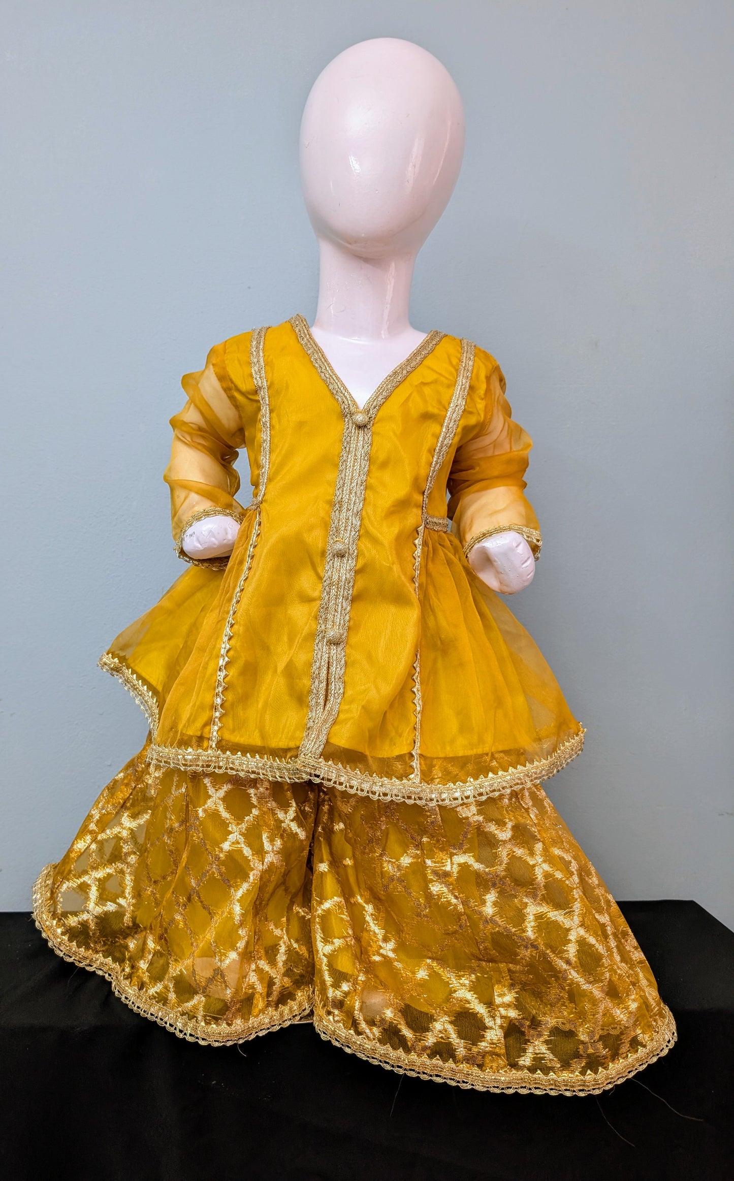 Infant gotta lace frock with gharara and dupatta