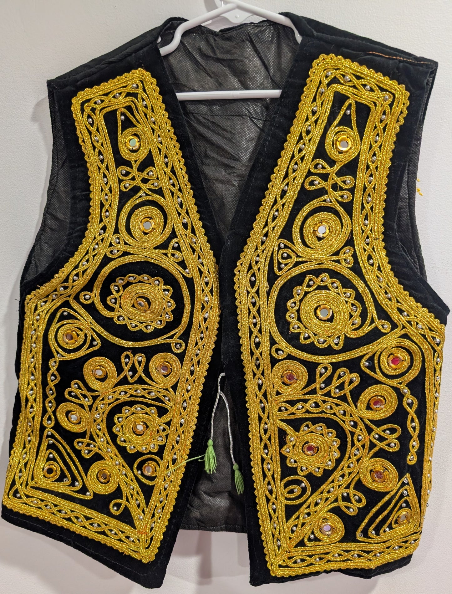 Unisex velvet golden Afghan waistcoat