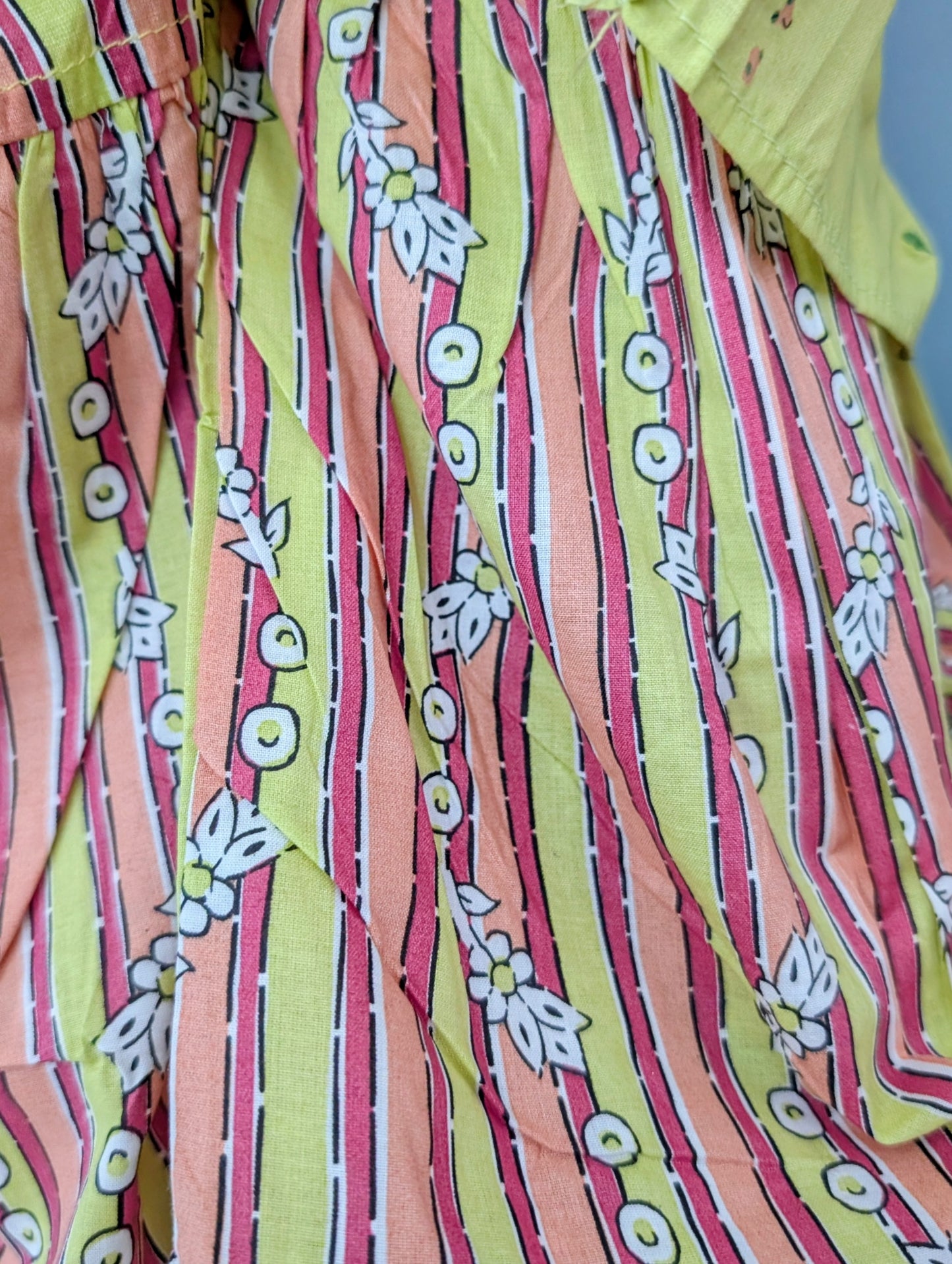 Girls light yellow printed and lace work cotton lawn frock with printed gharara style pants