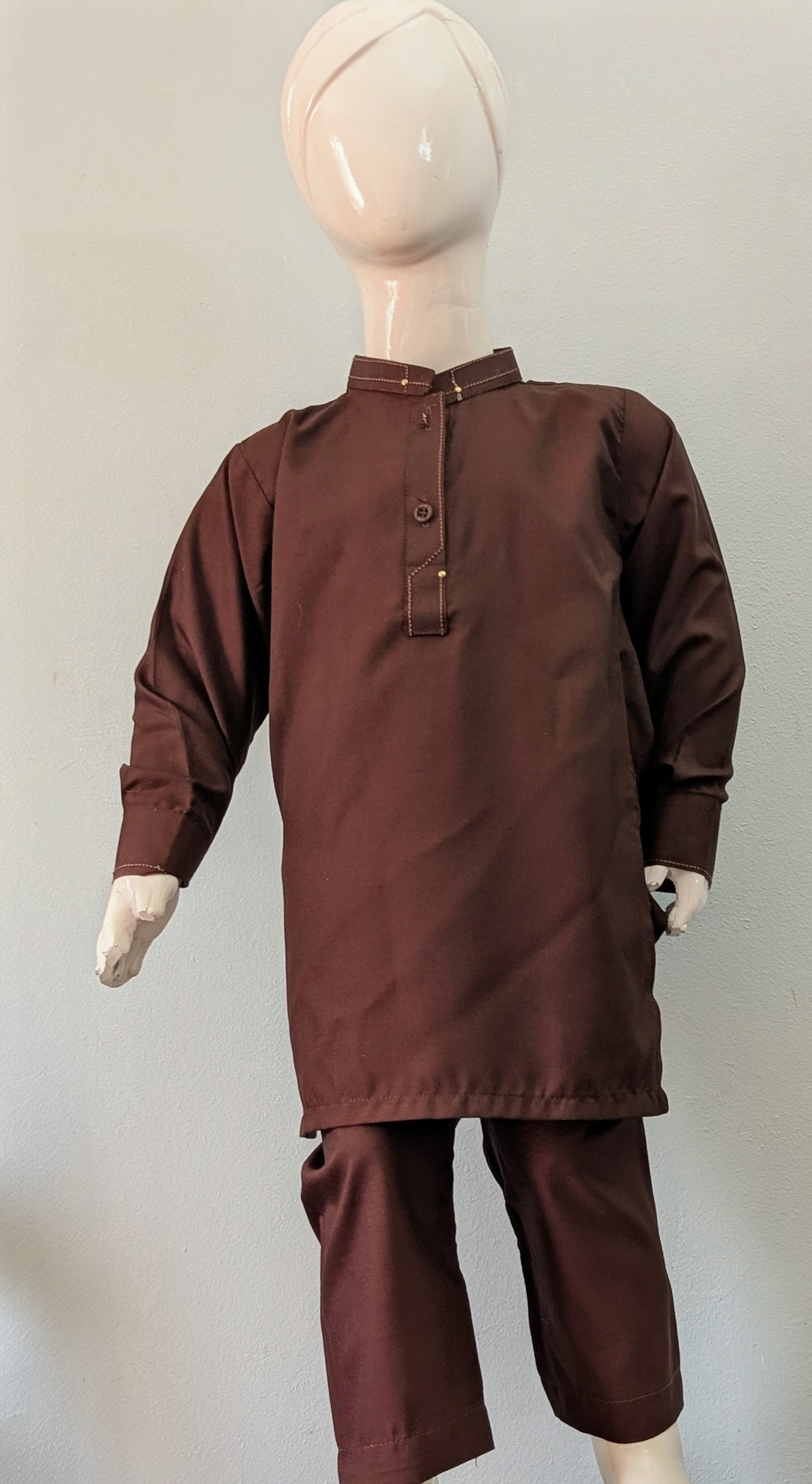 Boys chocolate brown wash and wear kurta pyjama