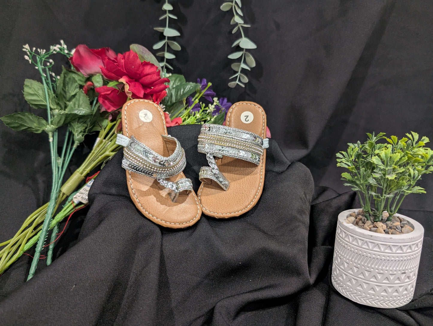 Girls' silver traditional footwear