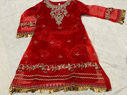 Girls fully embroided three piece silk Eid collection