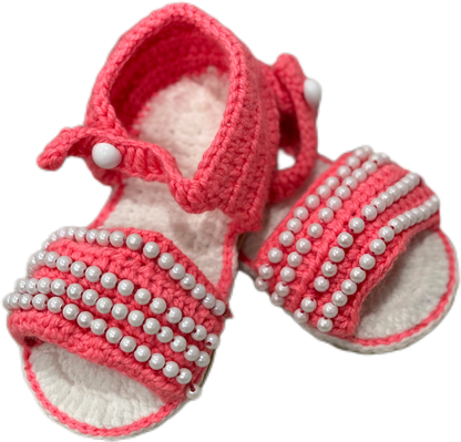 Beautiful hand knit winter shoes for little girls