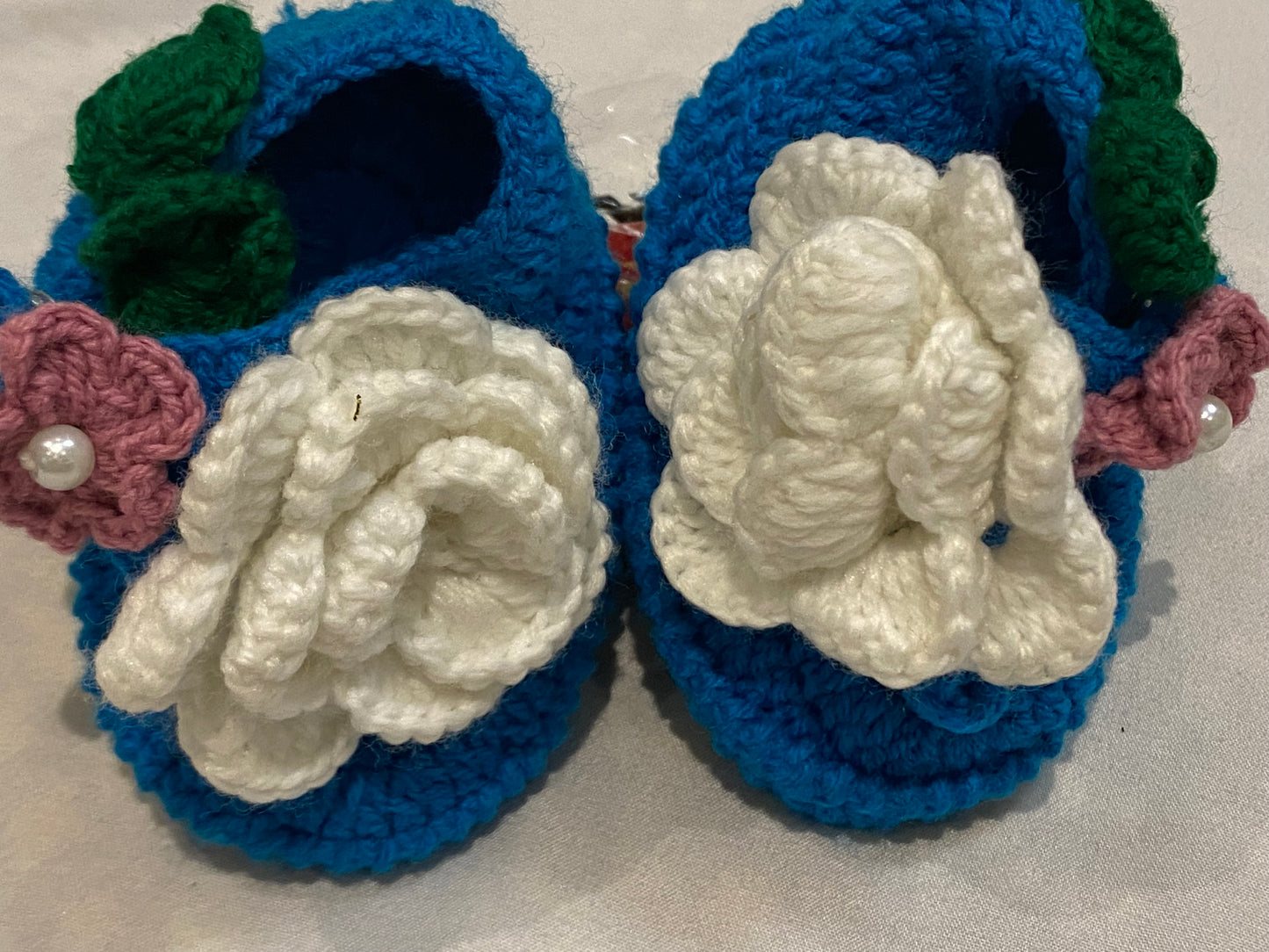 Blue handmade beautiful footwear for baby girls