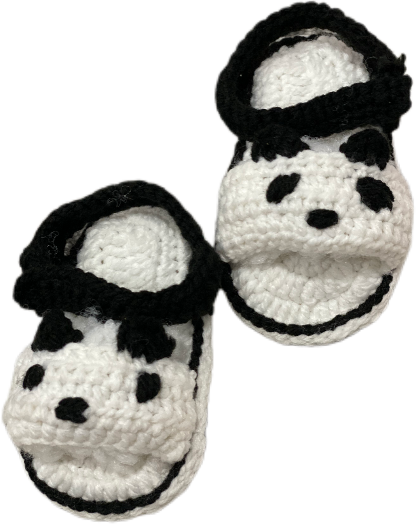 Beautiful panda shape hand knit booties for baby boys