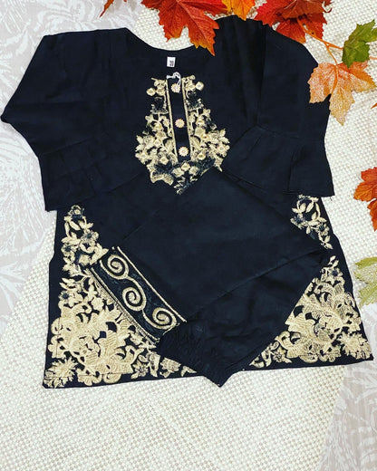 Girls embroided two piece dress