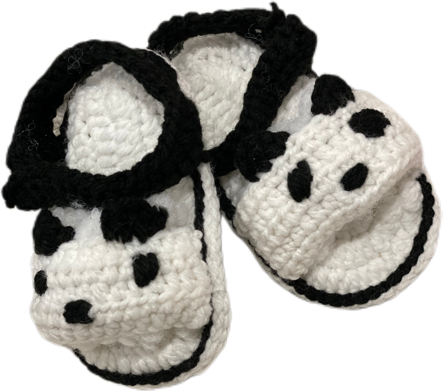 Beautiful panda shape hand knit booties for baby boys