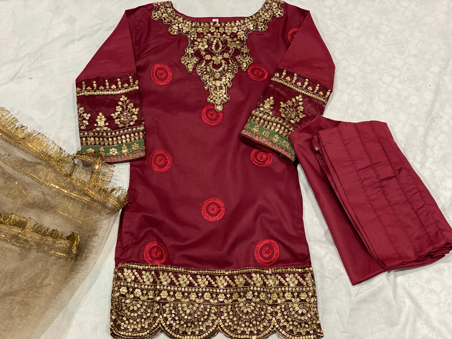 Girls beautiful fully embroided  three piece Eid lawn collection