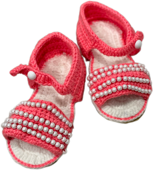 Beautiful hand knit winter shoes for little girls