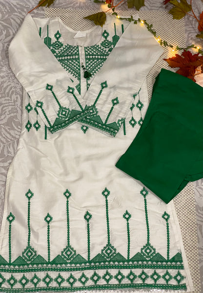 Girls embroidered two piece dress