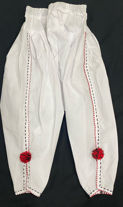 Beautiful white kurta pyjama with traditional Pakistani hand embroidery(Baluchi Kerhai)c