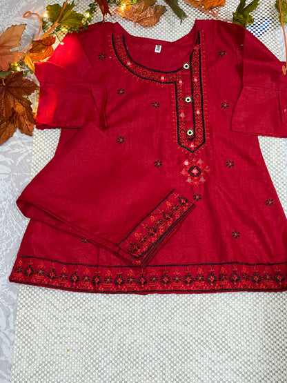 Girls embroidered two piece dress