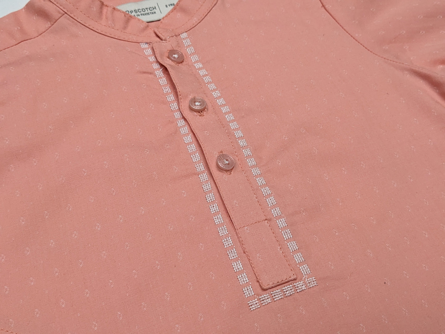 Peach Kurta with white pyjama