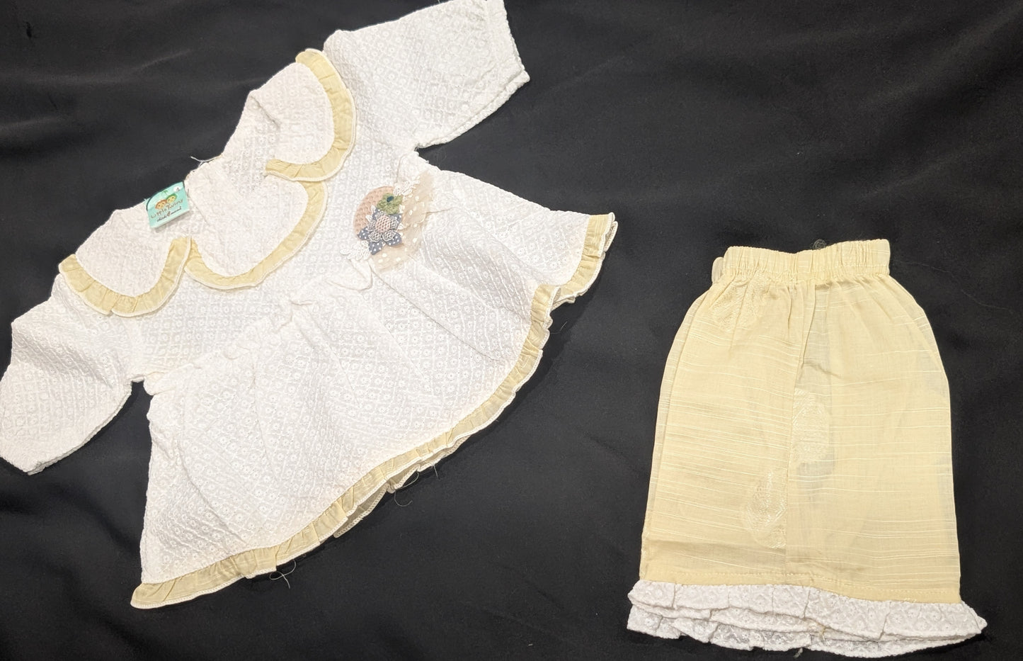 Kids girls self-embroidered frock with stylish pants