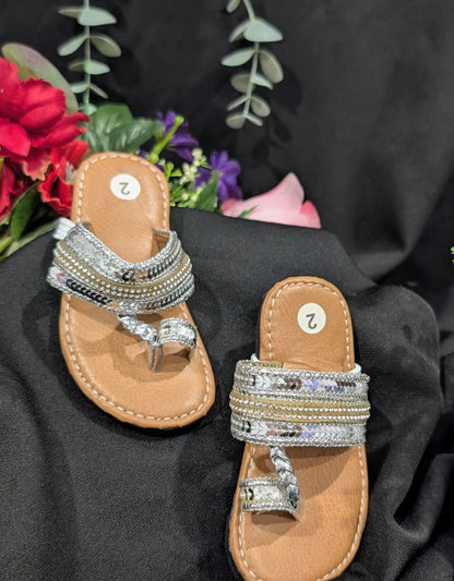 Girls' silver traditional footwear