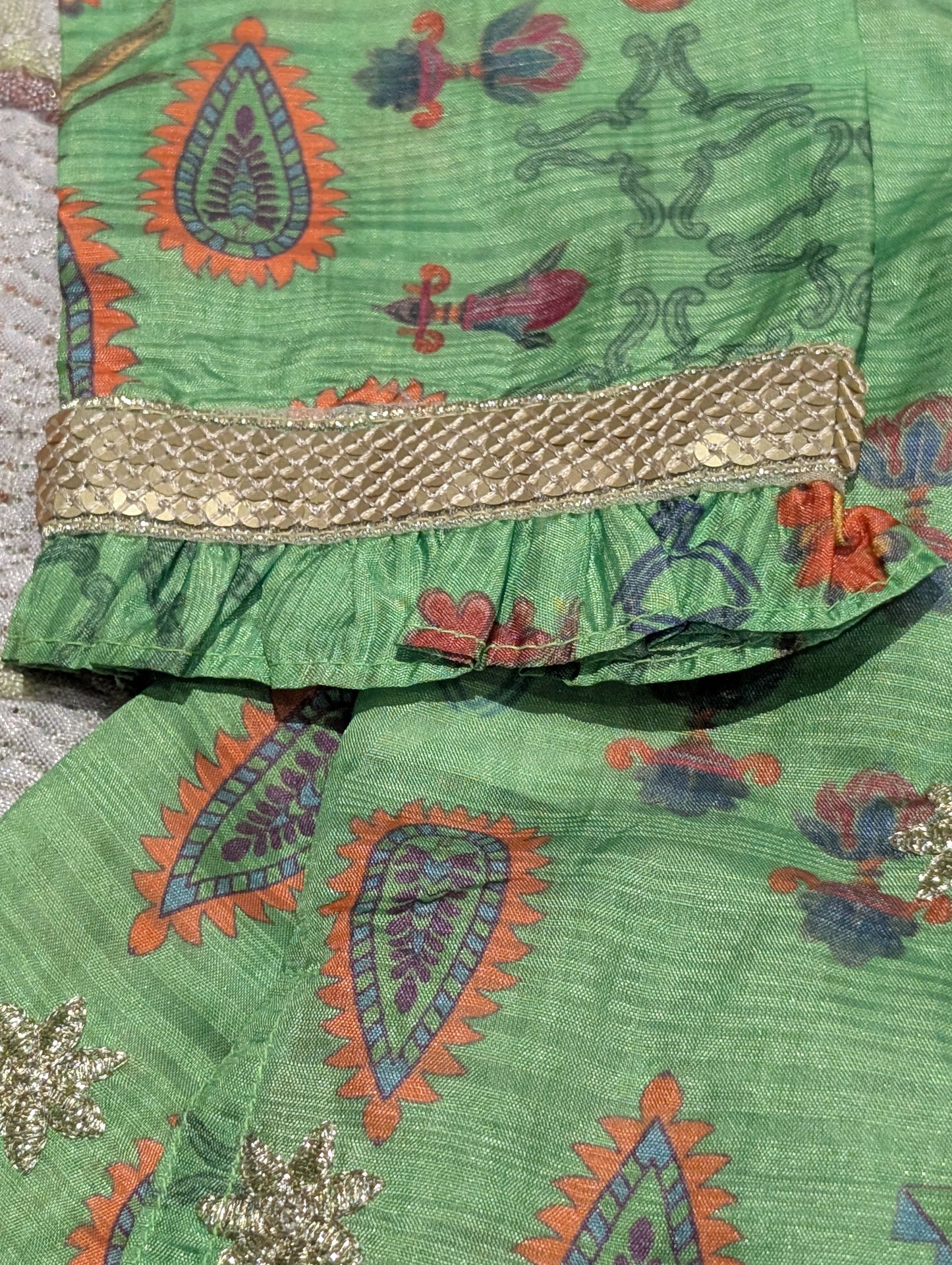 Girls viscose printed & embroidered shirt with plazo and net duapatta
