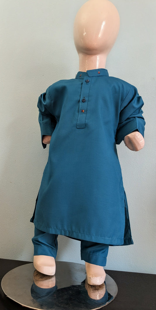 Boys teal wash and wear kurta and pyjama
