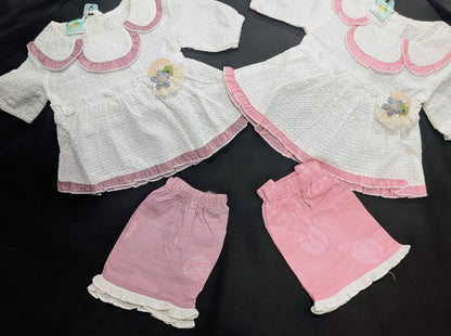 Kids girls self-embroidered frock with stylish pants