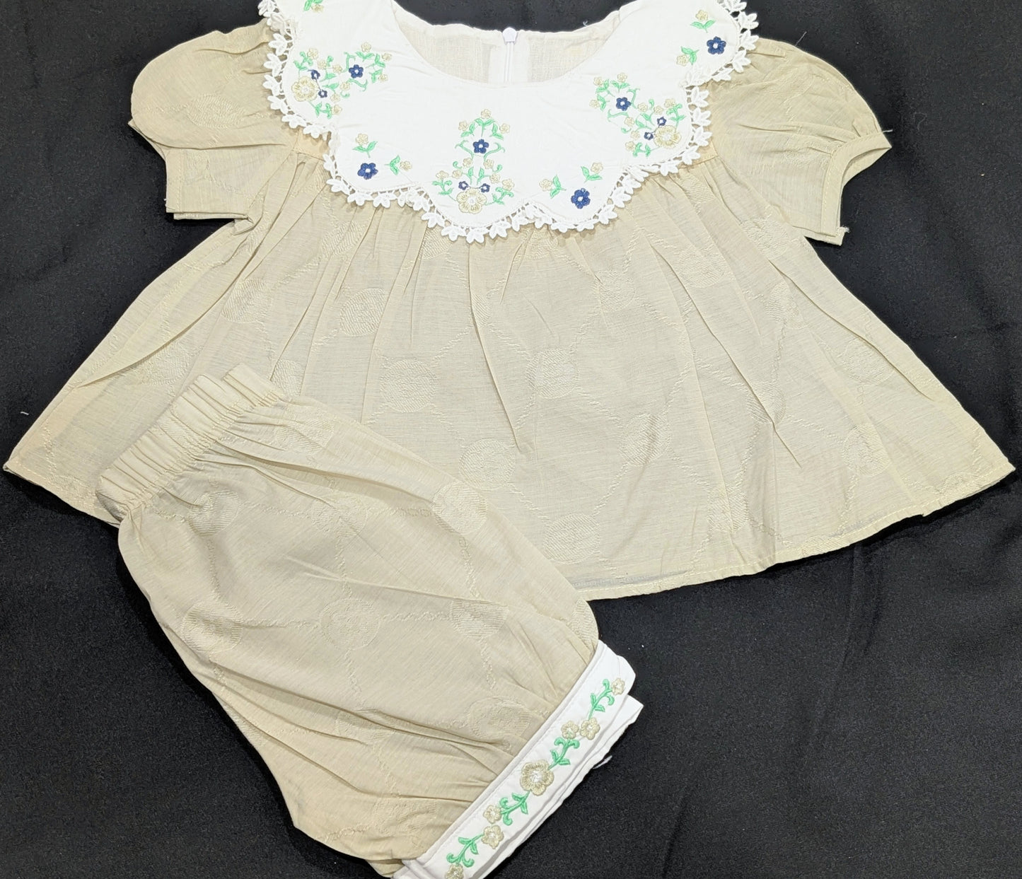 Stylish cotton embroidered frock and pajama sets for baby girls