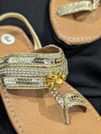 Girls' golden traditional footwear