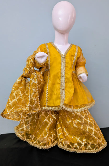 Infant  gotta lace frock with gharara and dupatta