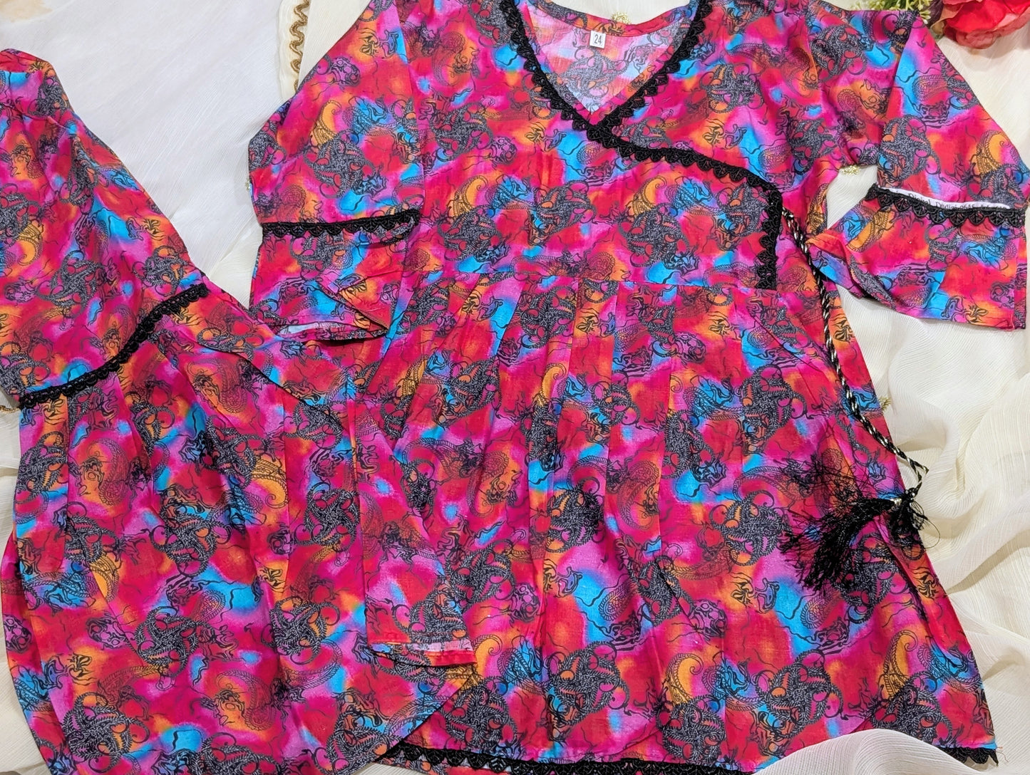 Girls lawn frock with matching gharara pants