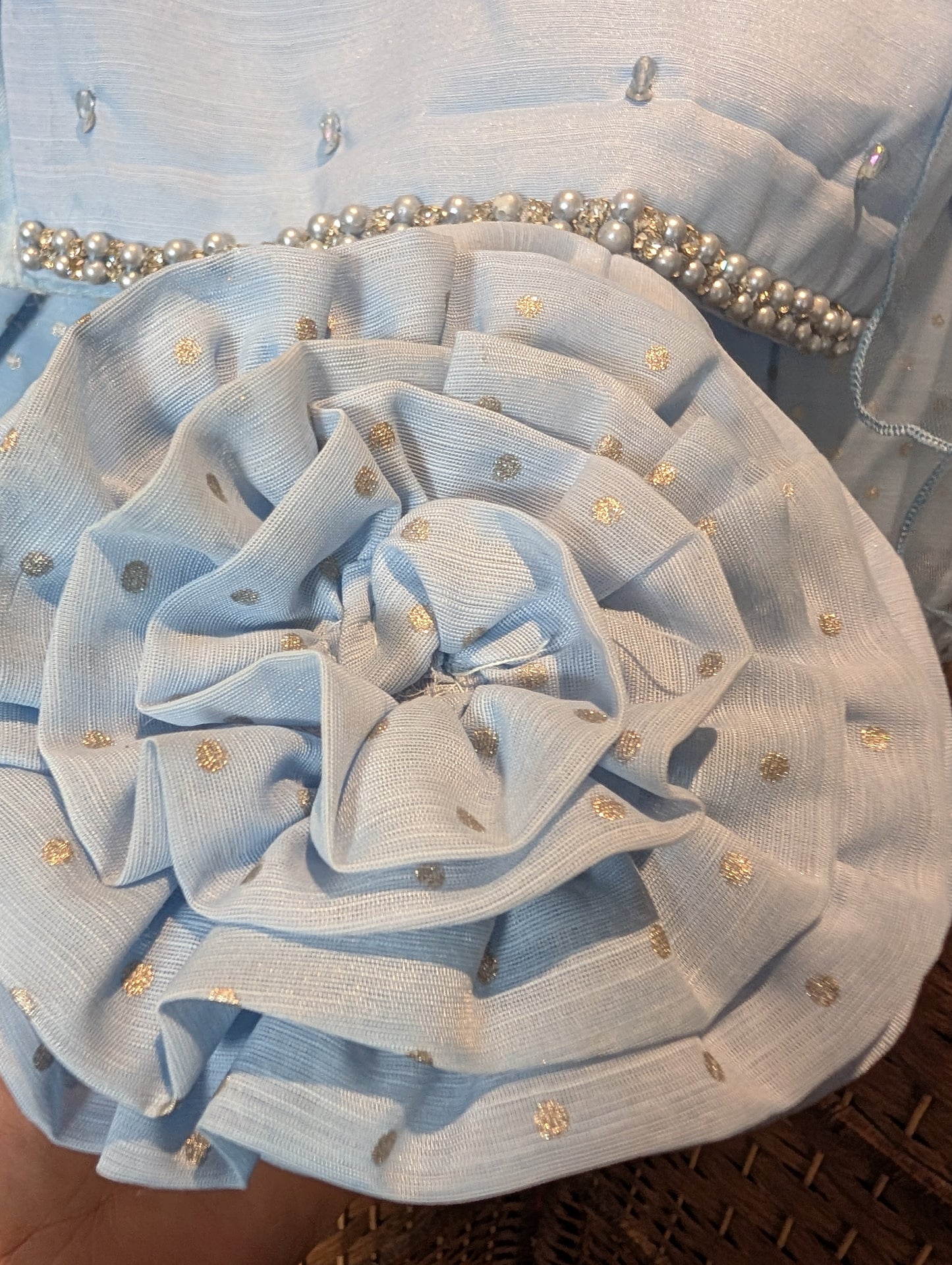 Girls light blue Three piece gharara set with matching bags