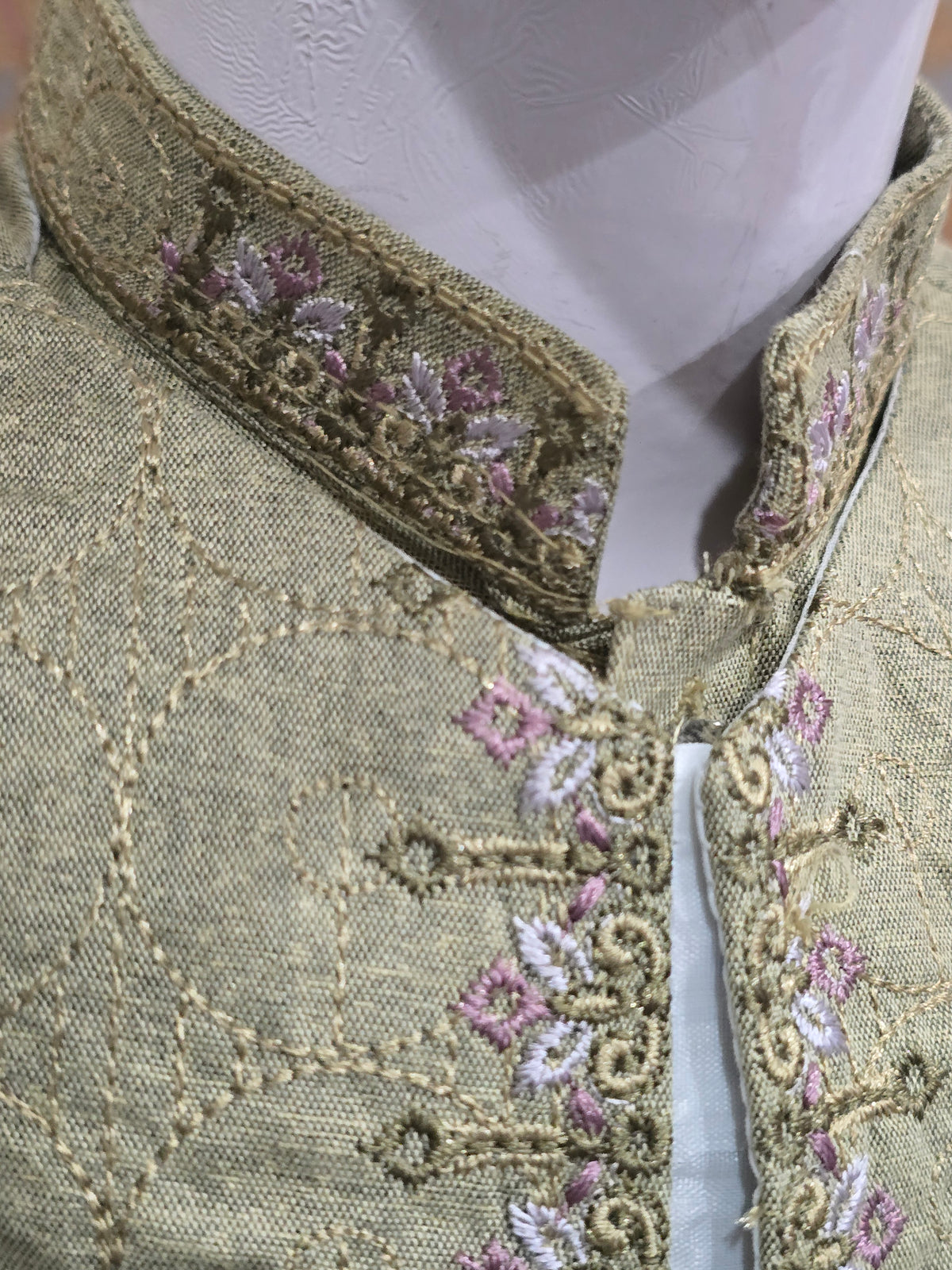 Infant viscose embroidered kurta pyjama with embroidered waistcoat