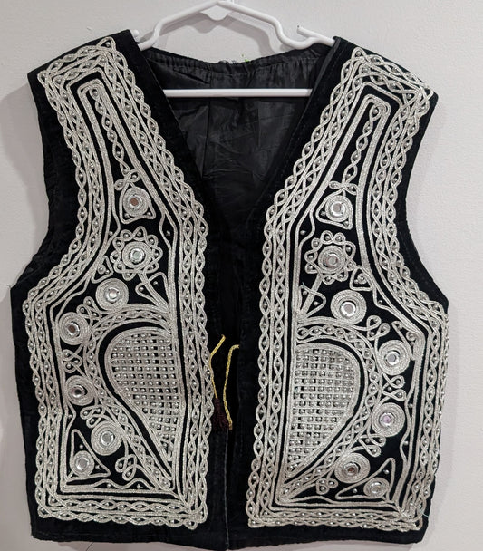 Unisex velvet silver Afghan waistcoat