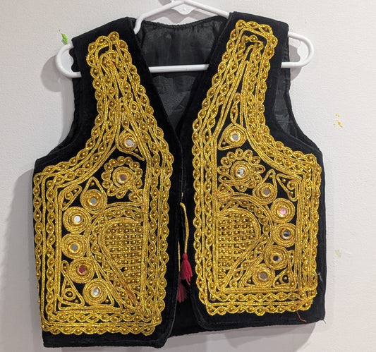 Unisex golden velvet afghan Waistcoat