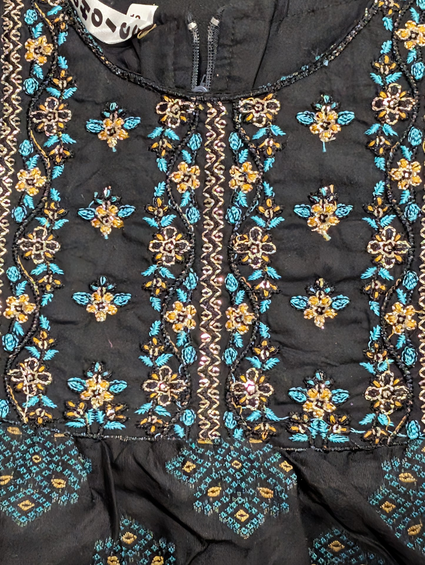 Girls' cotton self-printed embroidered and gotta work frocks and gharara sets (available in two colors).