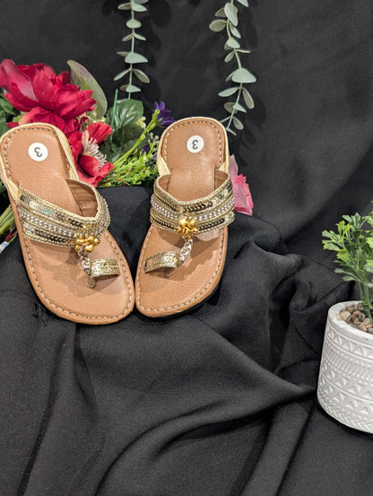 Girls' golden traditional footwear