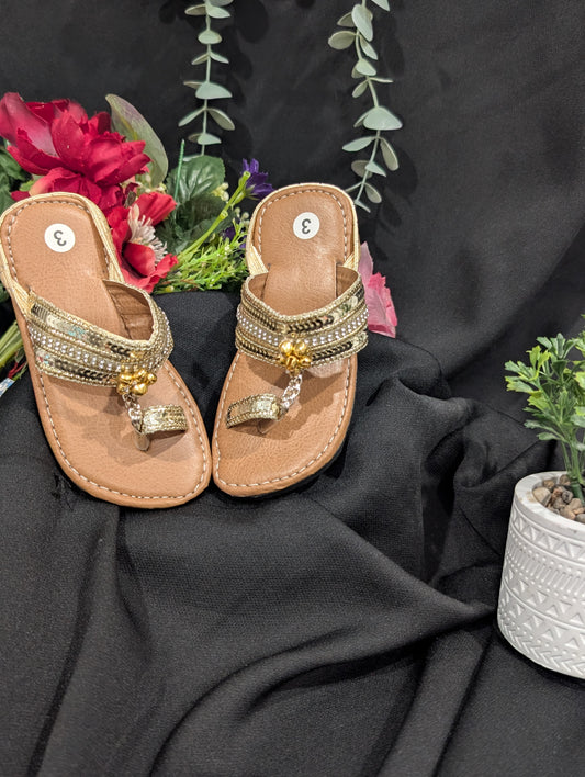 Girls' golden traditional footwear