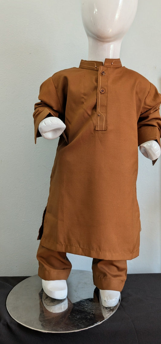 Boys zinc brown wash and wear kurta and pyjama