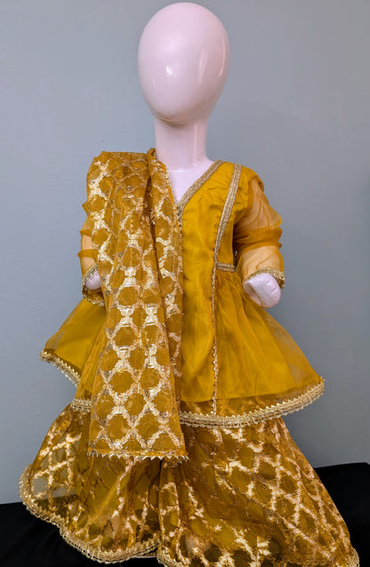 Infant  gotta lace frock with gharara and dupatta