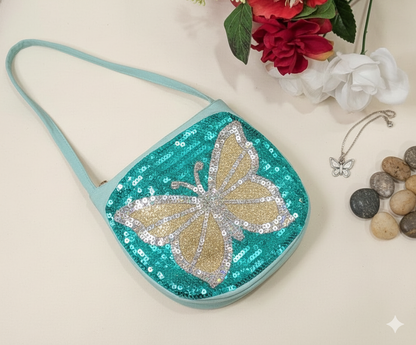 Girls' butterfly motif shimmery bags