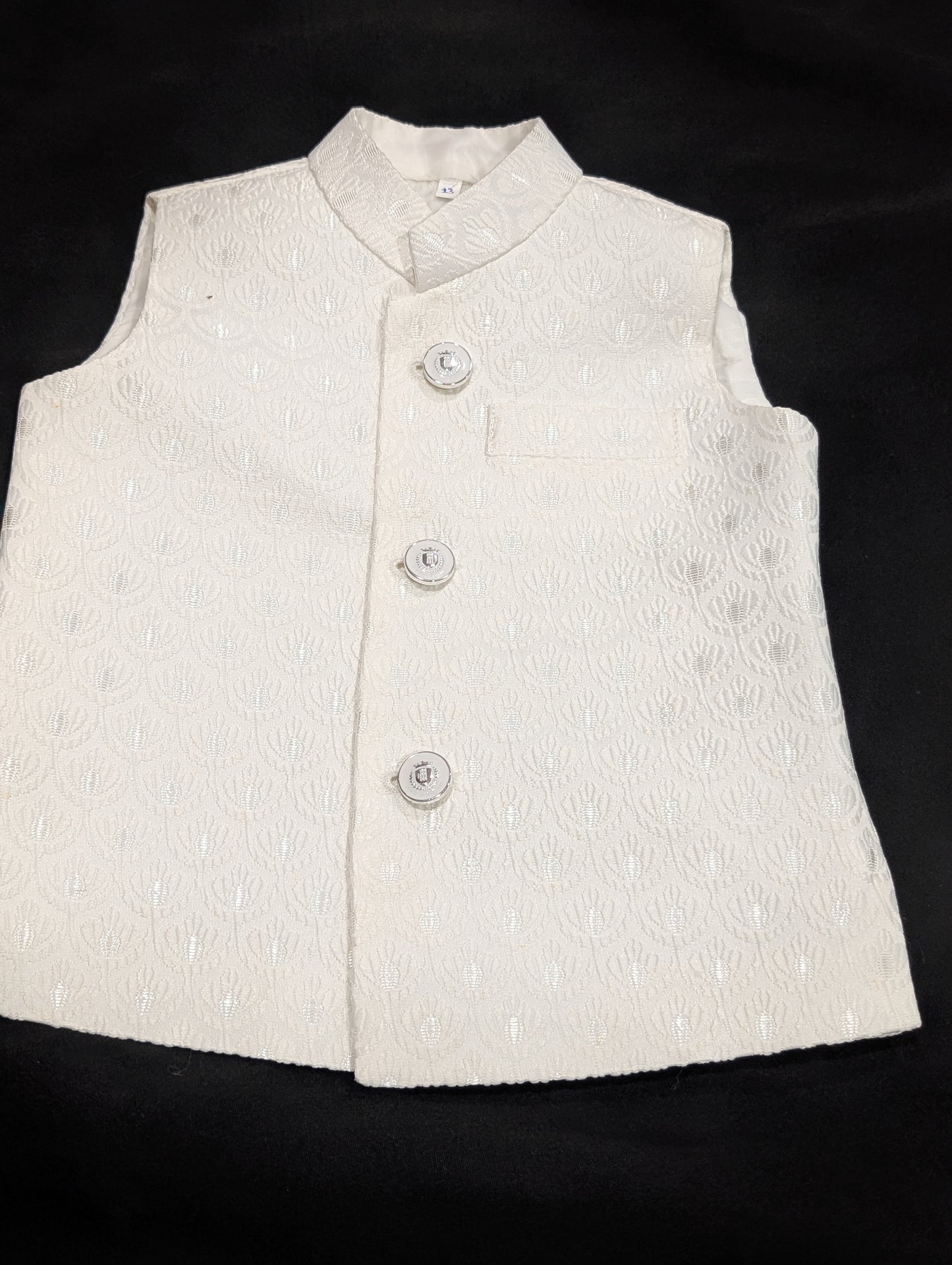 Boys embroidered cream jamawar waistcoat