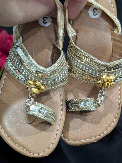 Girls' golden traditional footwear