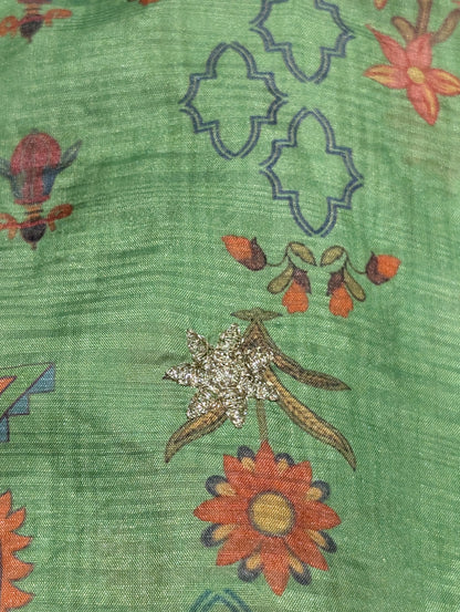 Girls viscose printed & embroidered shirt with plazo and net duapatta