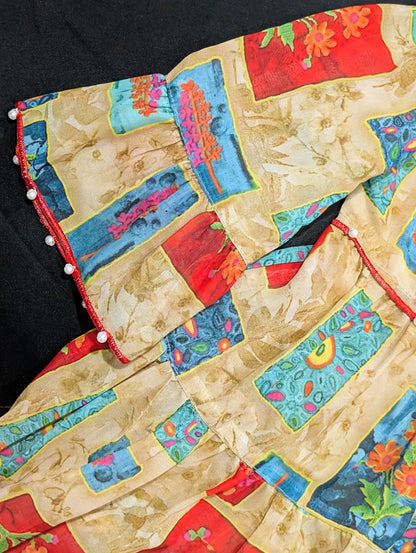 Girls Shafoon Floral Print Multicolored Maxi