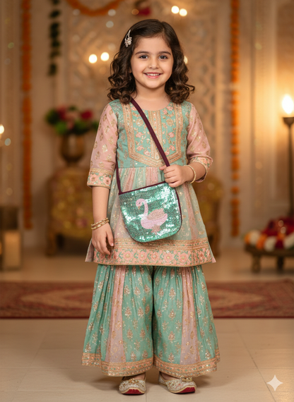 Shimmery bags with swan motifs for girls