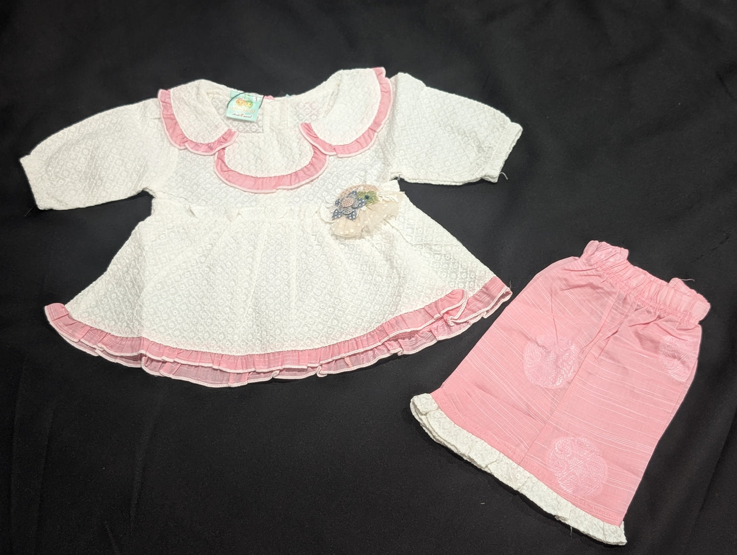 Kids girls self-embroidered frock with stylish pants