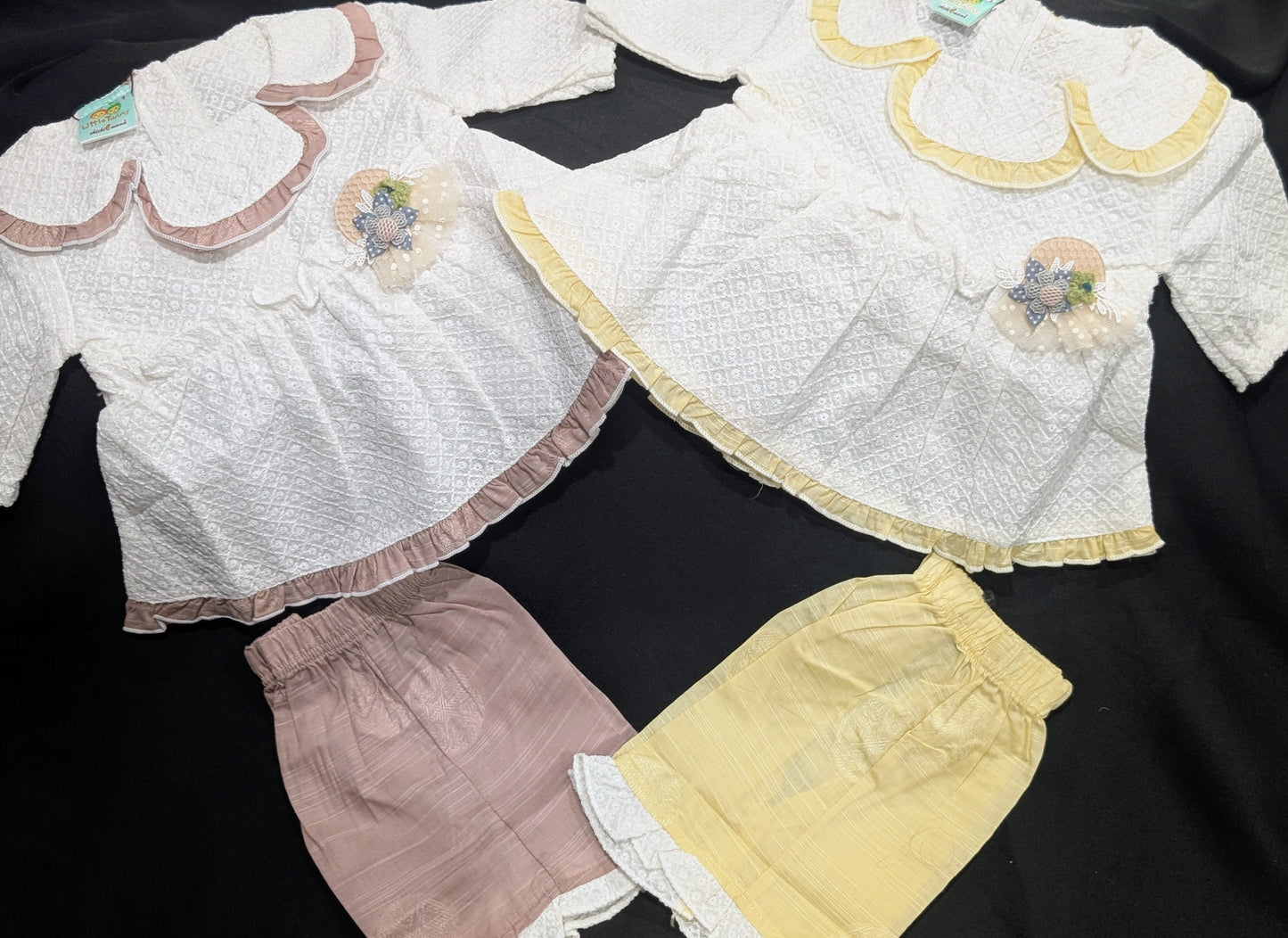 Kids girls self-embroidered frock with stylish pants