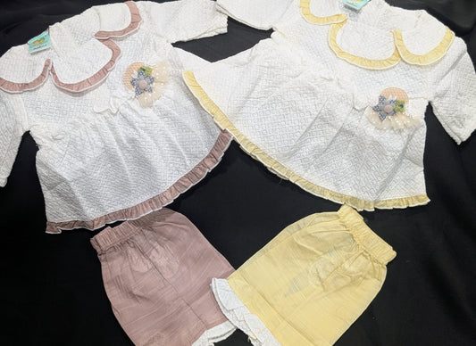 Kids girls self-embroidered frock with stylish pants