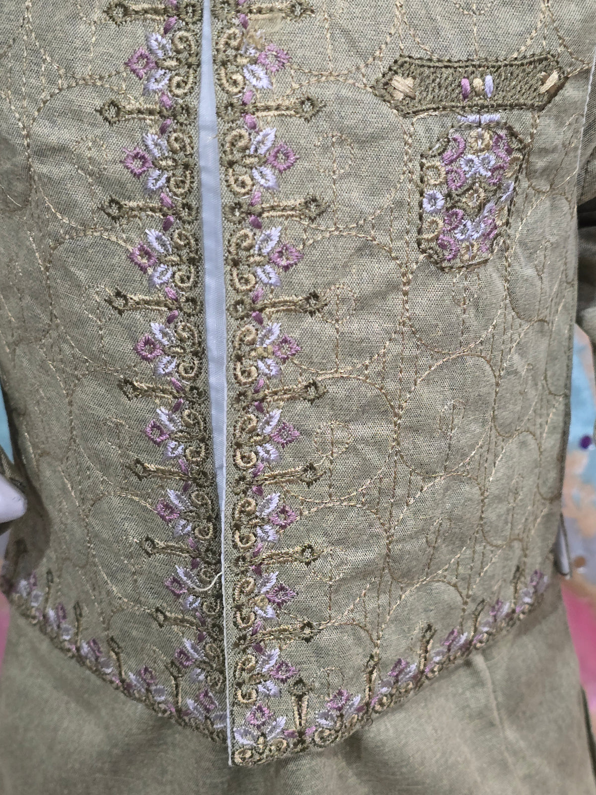 Infant viscose embroidered kurta pyjama with embroidered waistcoat