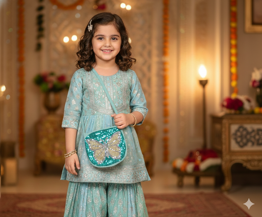 Girls' butterfly motif shimmery bags